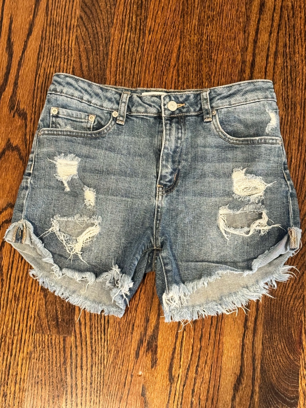 Women’s Just USA Distressed Denim Shorts - medium blue